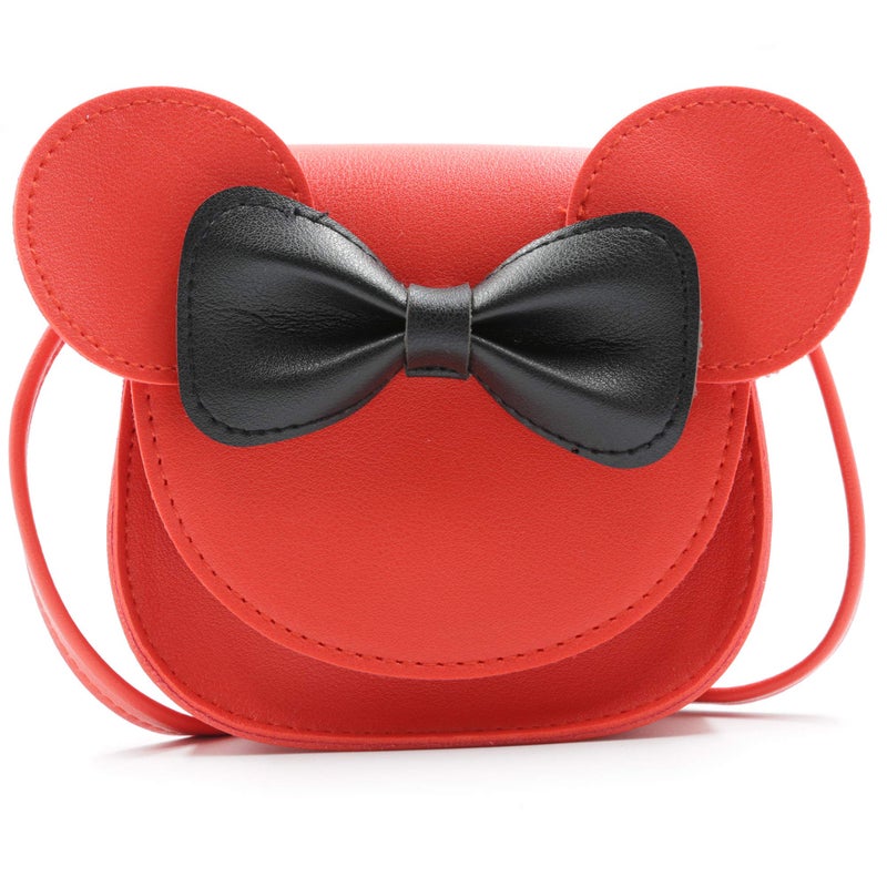HXQ Little Mouse Ear Bow Crossbody Purse,PU Shoulder Handbag for Kids Girls Toddlers(Red) - Image 1